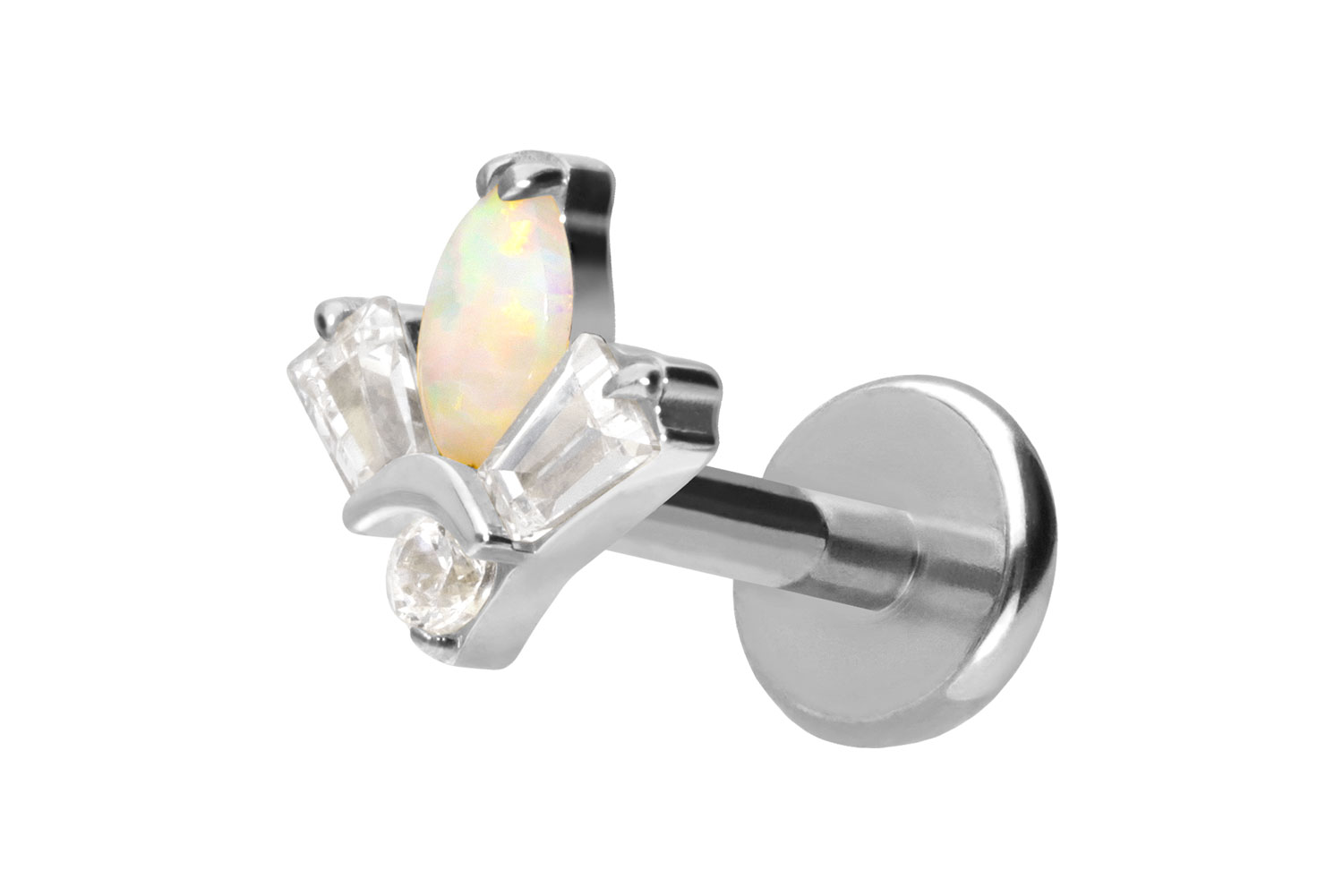 Titan Labret Piercing mit Push Fit LOTUSBLÜTE